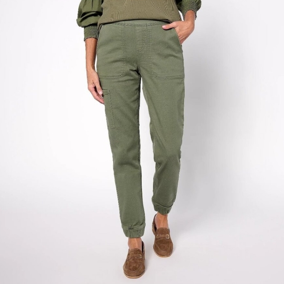 Denim&Co Pants - Denim and Co Tall Comfy Knit Denim Jogger Pants Dark Olive Green Womens Medium